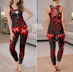 Red Leaf Skull Art Tanktop and Legging