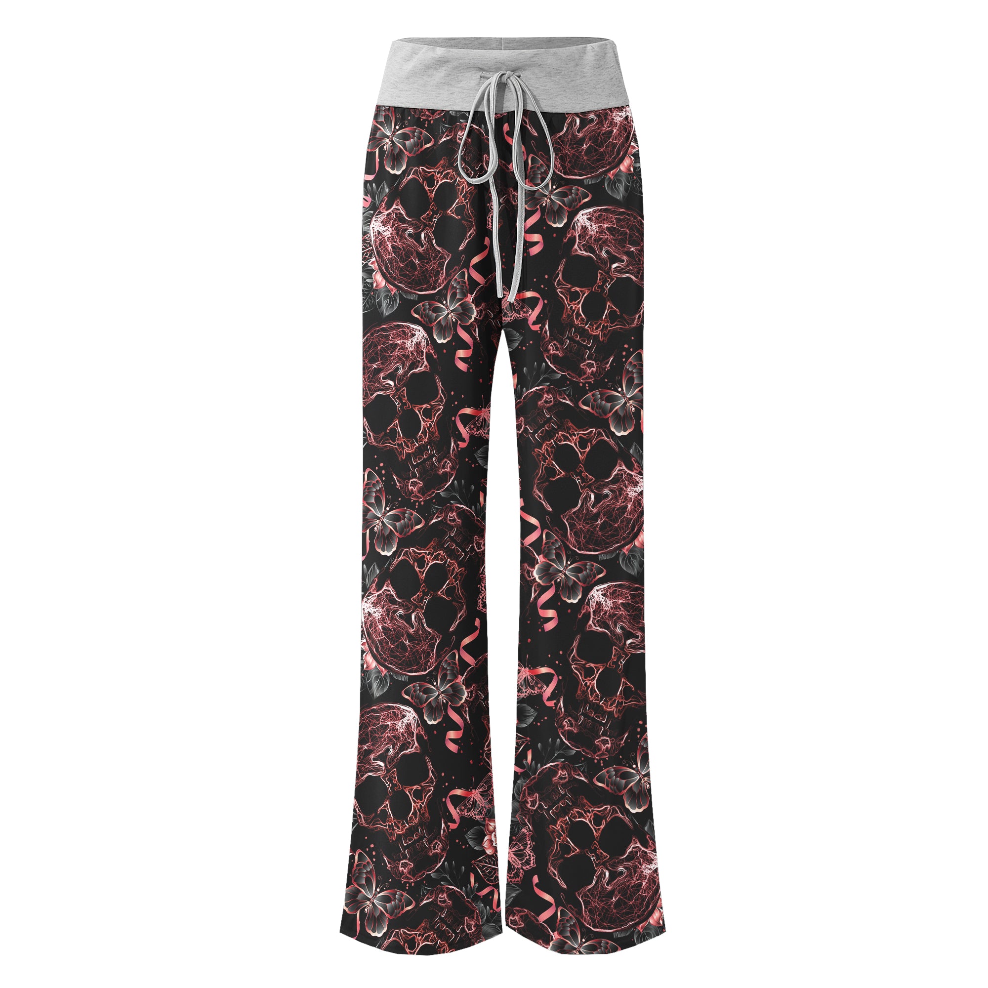 Skull Abstract Effect Butterfly Women's High-waisted Wide Leg Pants | Wonder Skull