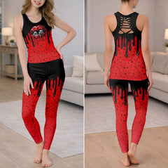 Bloody Kiss Skull Art Tanktop and Legging