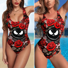 One Piece Bikini Dark Romantic Elegance Print Swimwear