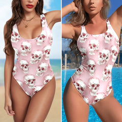 One Piece Bikini Sugar Chrome Skulls Print Swimwear