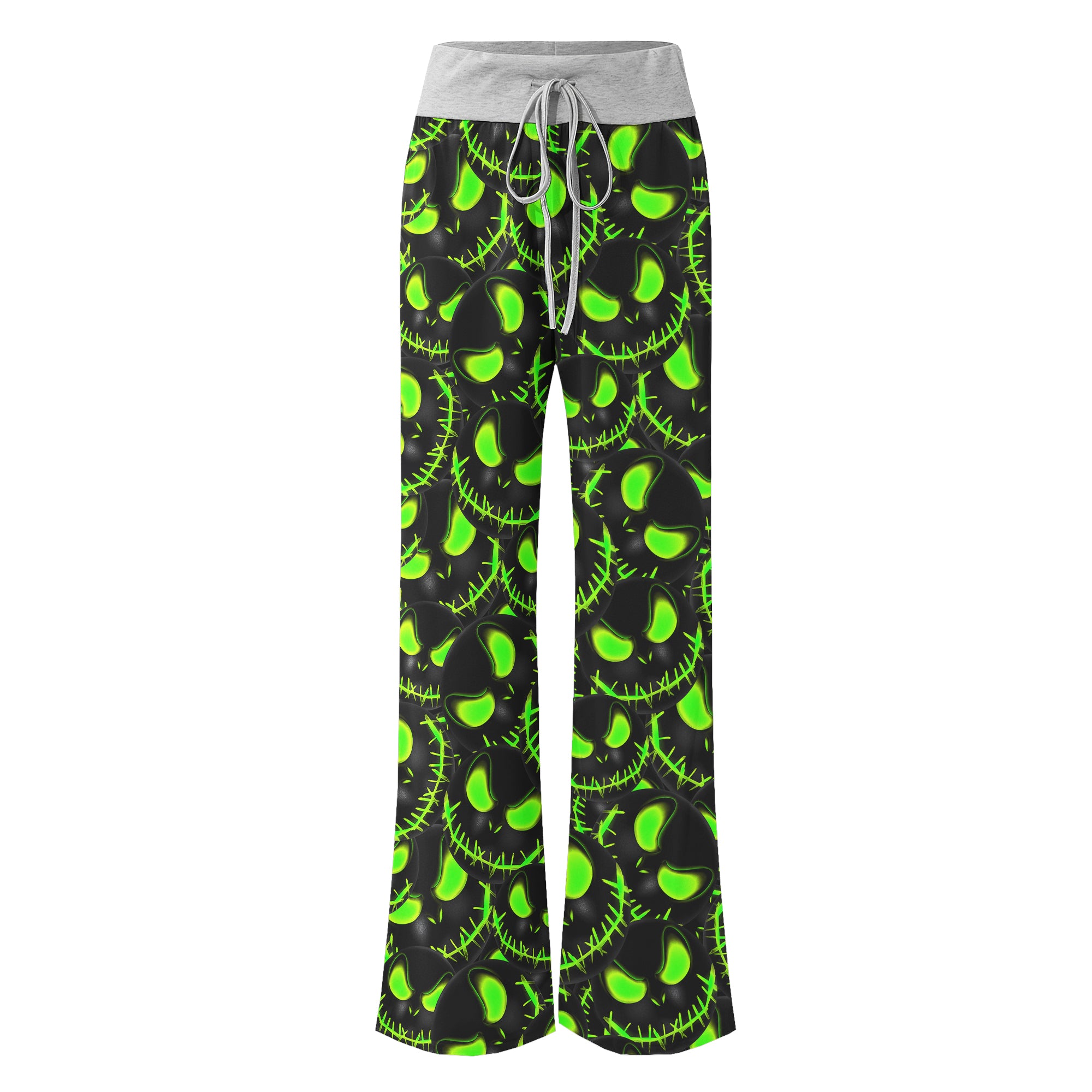 Green Face Scary Nightmare Women's High-waisted Wide Leg Pants | Wonder Skull