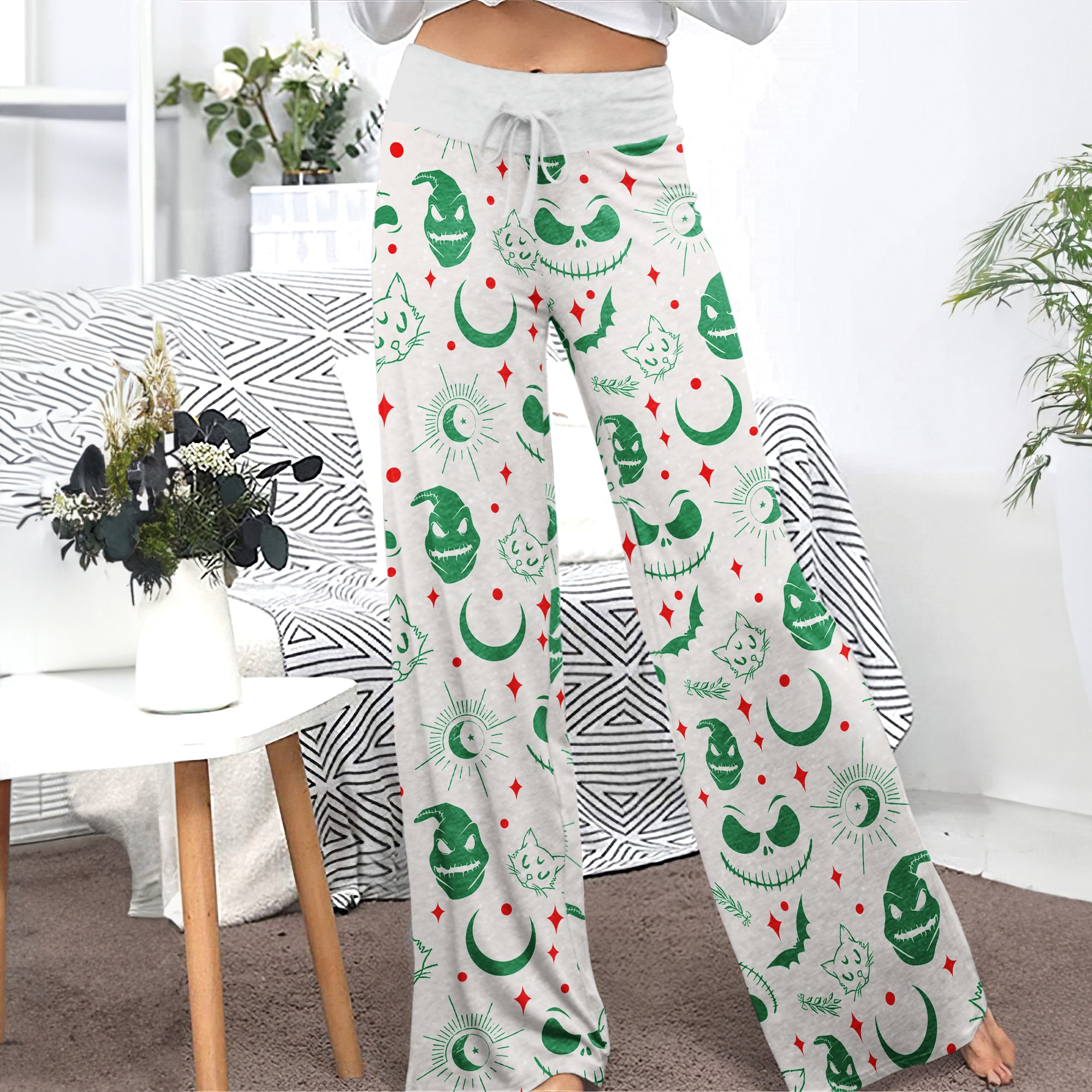 Cool Christmas Nightmare Theme Women's High-waisted Wide Leg Pants | Wonder Skull