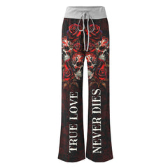 True Love Skull Gothic Women's High-waisted Wide Leg Pants | Wonder Skull