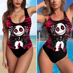 One Piece Bikini Skull Gothic Romance Print Swimwear