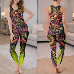 Neon Thunder Skull Art Tanktop and Leggings