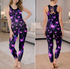 Neon Nebula Butterflies Tanktop and Leggings
