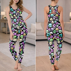 Pastel Punk Skulls Pattern Tanktop and Leggings