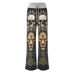 Skull King Lion Art Women's High-waisted Wide Leg Pants | Wonder Skull