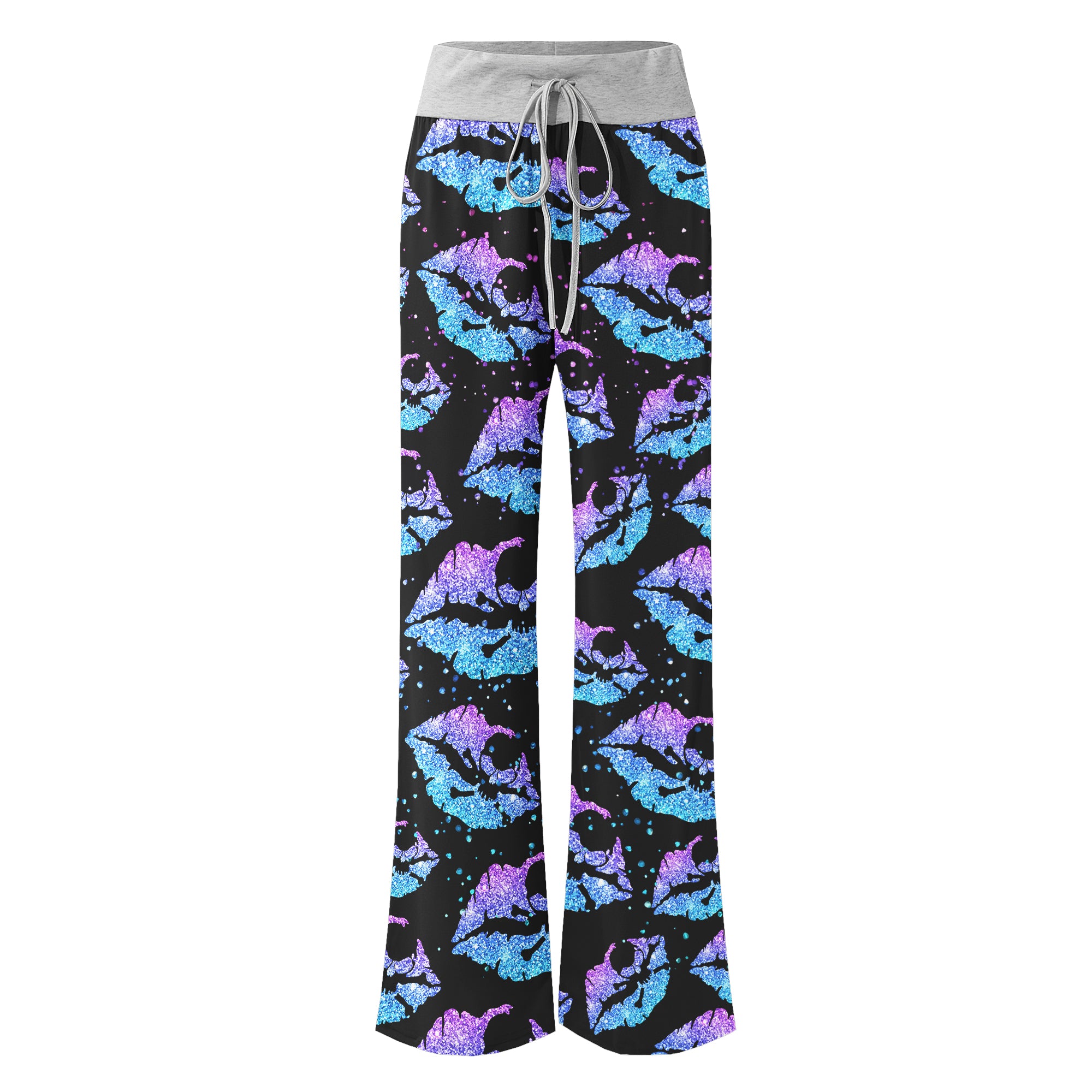 Gradient Twinkle Lip Skull Women's High-waisted Wide Leg Pants | Wonder Skull