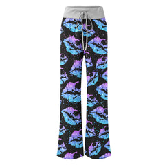 Gradient Twinkle Lip Skull Women's High-waisted Wide Leg Pants | Wonder Skull