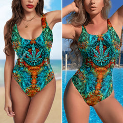 One Piece Bikini Mystic Bloom Leaf Print Swimwear
