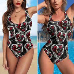 One Piece Bikini Pattern Couple Art Print Swimwear