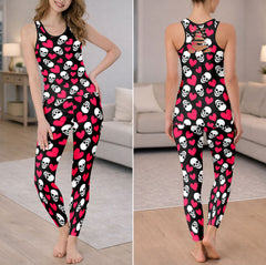 Sweet Heart Skull Pattern Tanktop and Legging