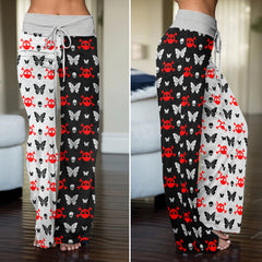 Dark Symmetry Crimson Flutter Women's High-waisted Wide Leg Pants