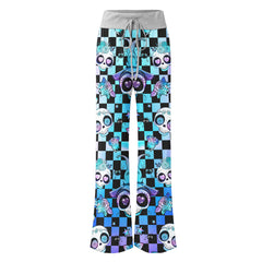 Rainbow Skull Rose Caro Women's High-waisted Wide Leg Pants | Wonder Skull