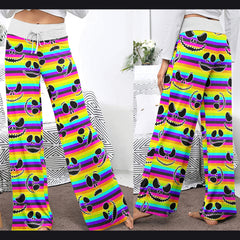 Purple Skull Flower Women's High-waisted Wide Leg Pants | Wonder Skull