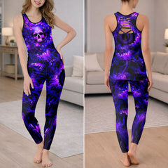 Purple Flame Skull Power Tanktop and Leggings