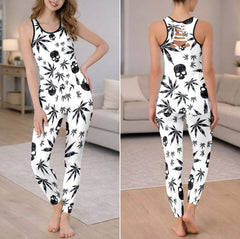 Dark Skull Mosaic Pattern Tanktop and Legging
