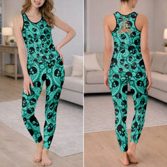 Cyan Paisley Skull Dream Tanktop and Legging
