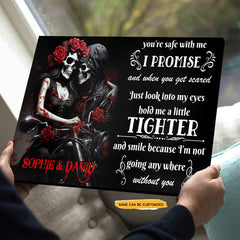 Into My Eyes - Custom Personalized Names Gothic Skull And Roses Canvas