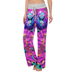 Pink Movie Theme Art Women's High-waisted Wide Leg Pants | Wonder Skull