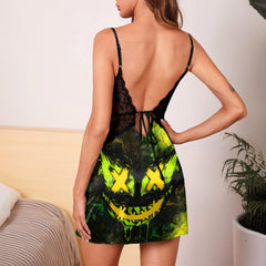 Abstract Emo Scary Face & Punkrock Women's Sleepwear | Lace Cami Dress Nightgowns
