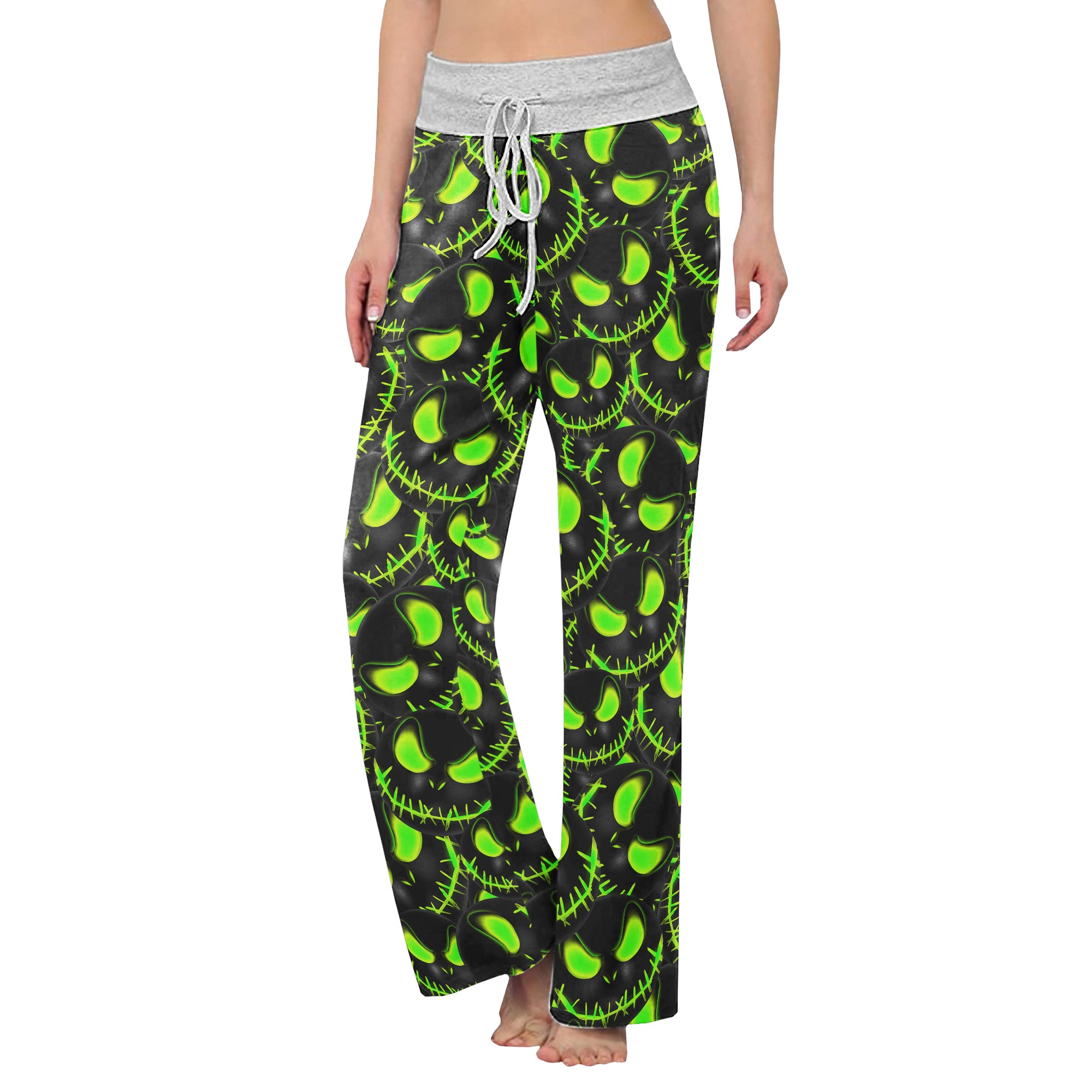 Green Face Scary Nightmare Women's High-waisted Wide Leg Pants | Wonder Skull