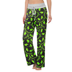 Green Face Scary Nightmare Women's High-waisted Wide Leg Pants | Wonder Skull