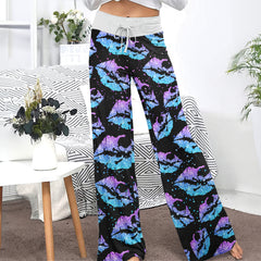 Gradient Twinkle Lip Skull Women's High-waisted Wide Leg Pants | Wonder Skull