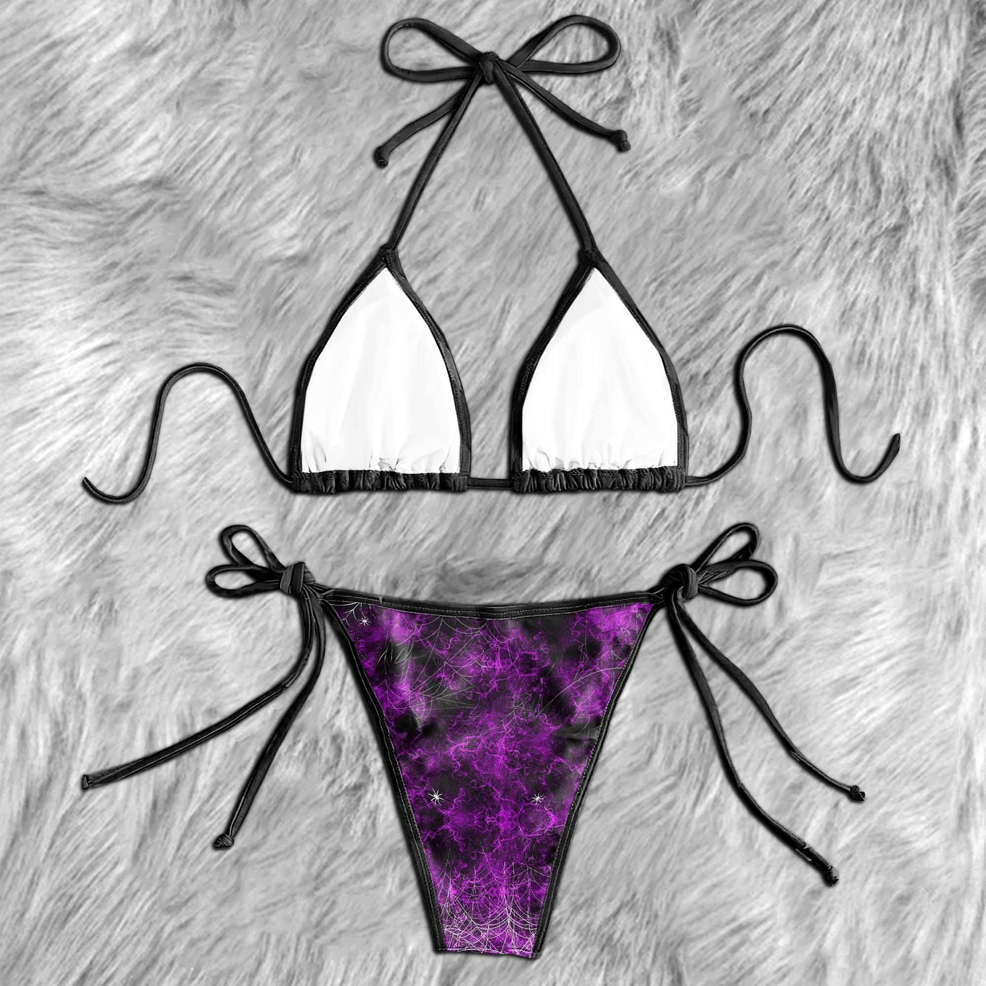 Violet Skull Horror Micro Triangle Bikini Swimsuit - Wonder Skull
