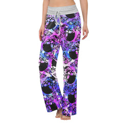 Purple Smoke Skull Butterfly Women's High-waisted Wide Leg Pants | Wonder Skull