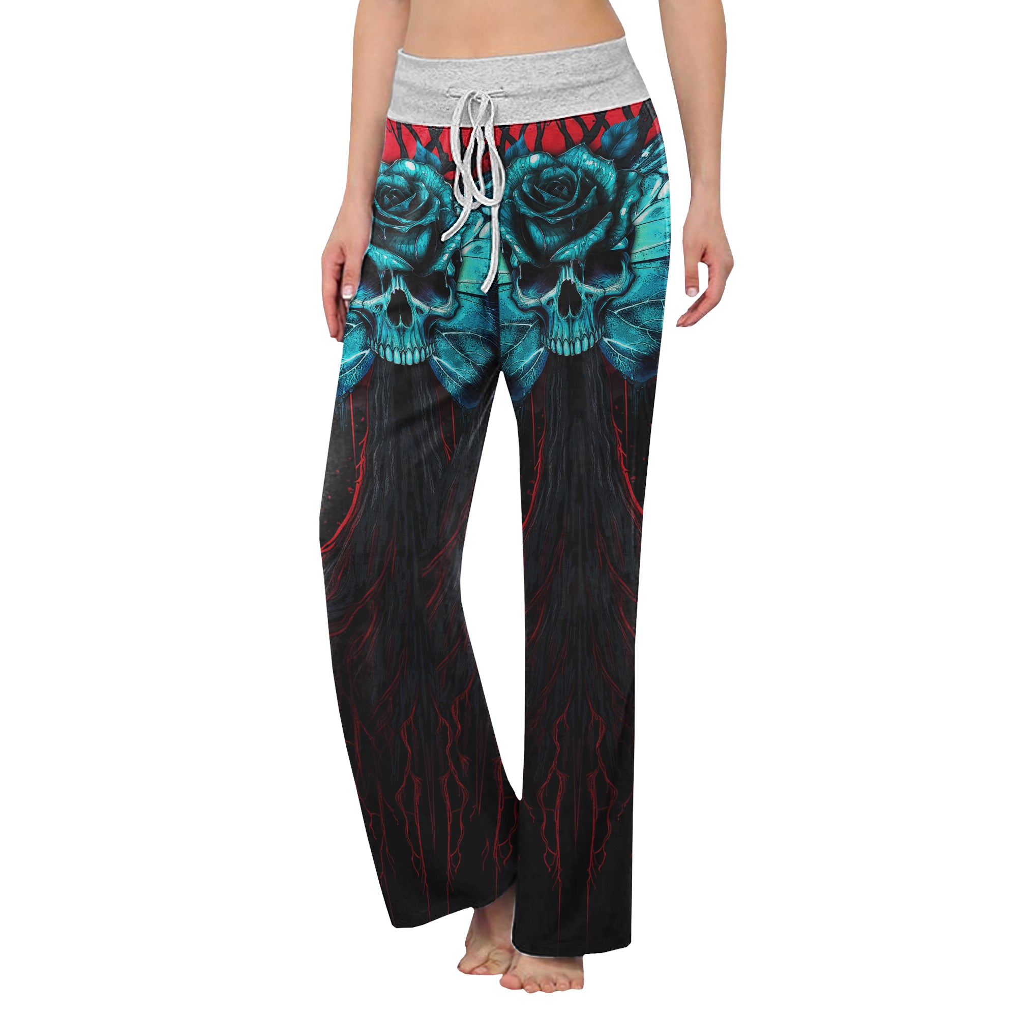 Skull Butterfly Dark Theme Women's High-waisted Wide Leg Pants | Wonder Skull