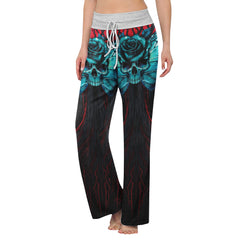 Skull Butterfly Dark Theme Women's High-waisted Wide Leg Pants | Wonder Skull