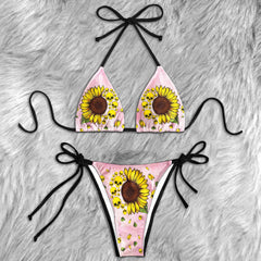 Vintage Sunflower Skull Micro Triangle Bikini Swimsuit - Wonder Skull