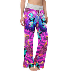 Pink Movie Theme Art Women's High-waisted Wide Leg Pants | Wonder Skull