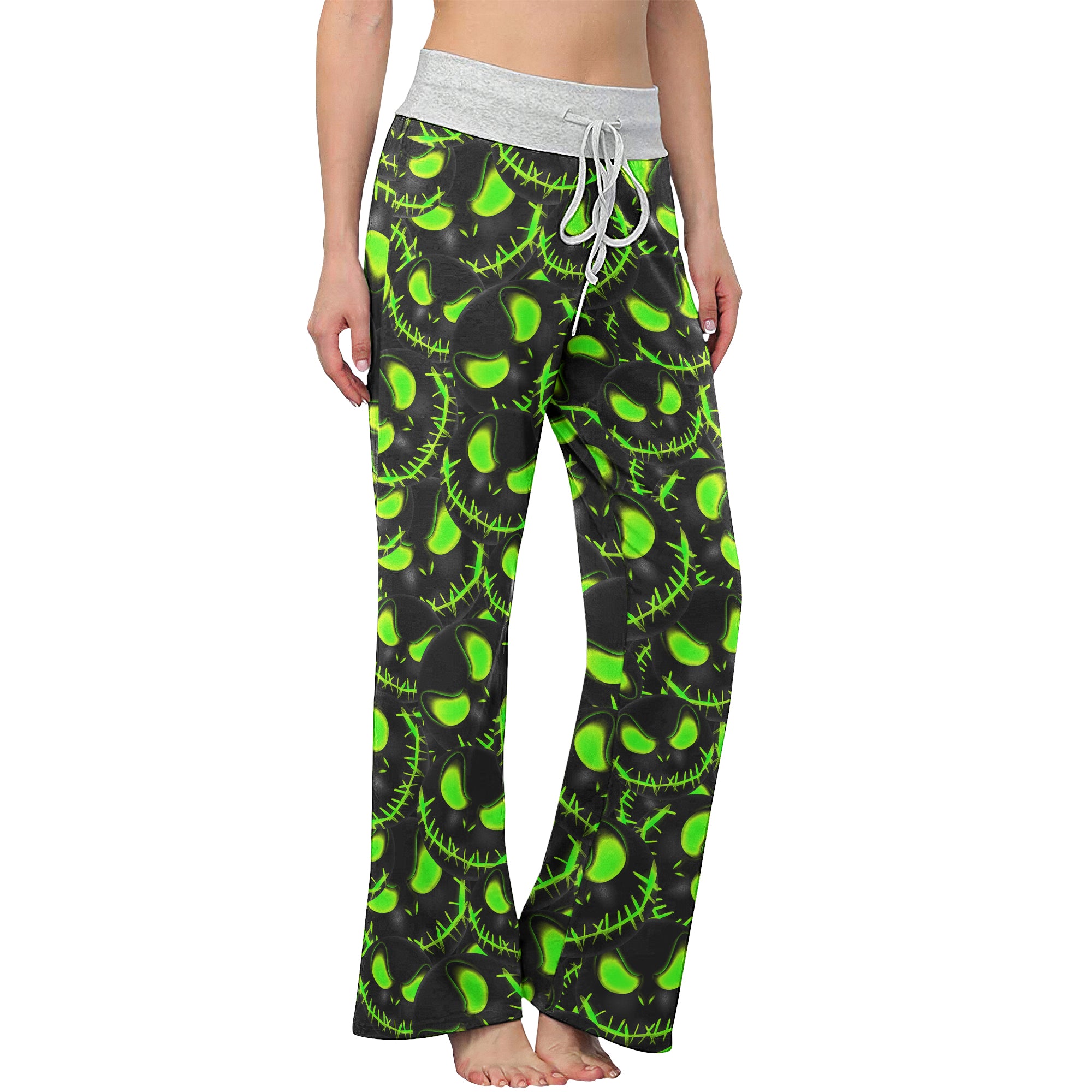 Green Face Scary Nightmare Women's High-waisted Wide Leg Pants | Wonder Skull