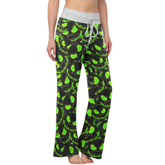 Green Face Scary Nightmare Women's High-waisted Wide Leg Pants | Wonder Skull