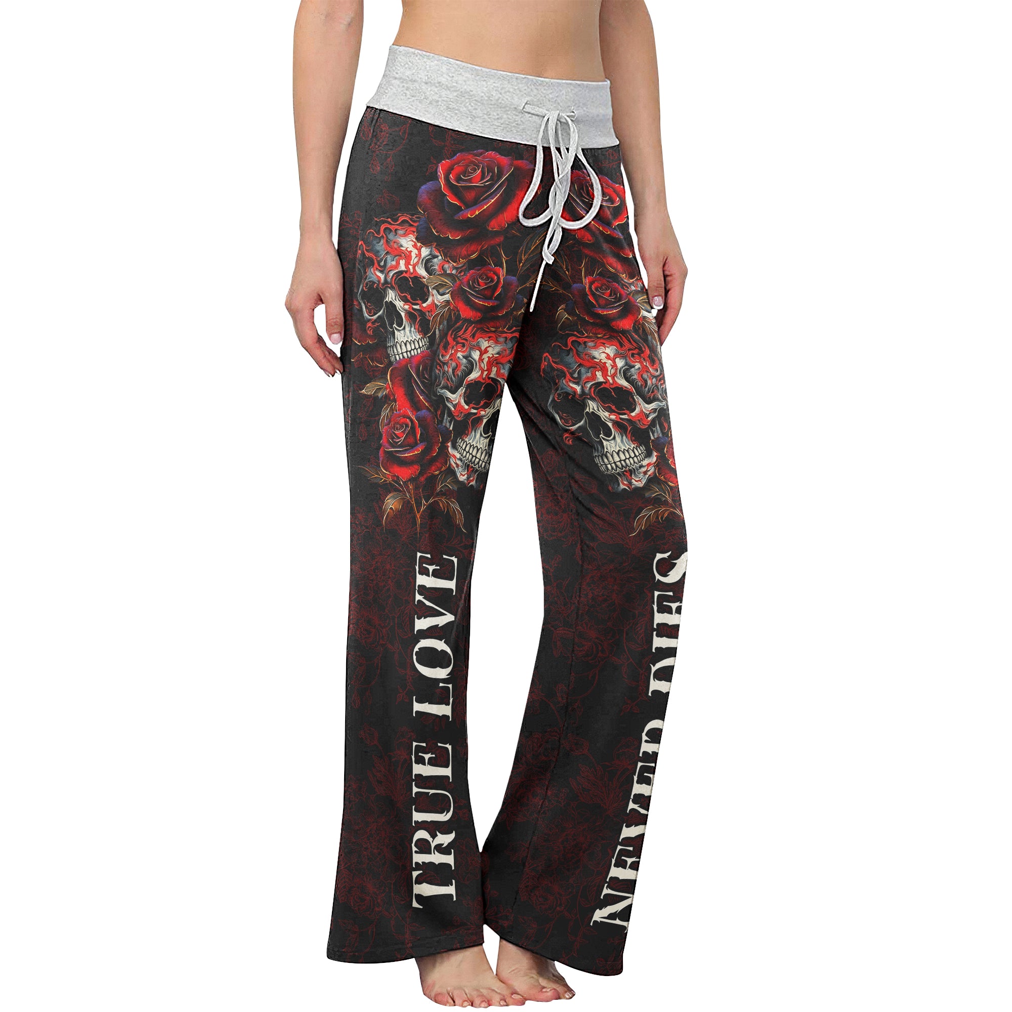 True Love Skull Gothic Women's High-waisted Wide Leg Pants | Wonder Skull