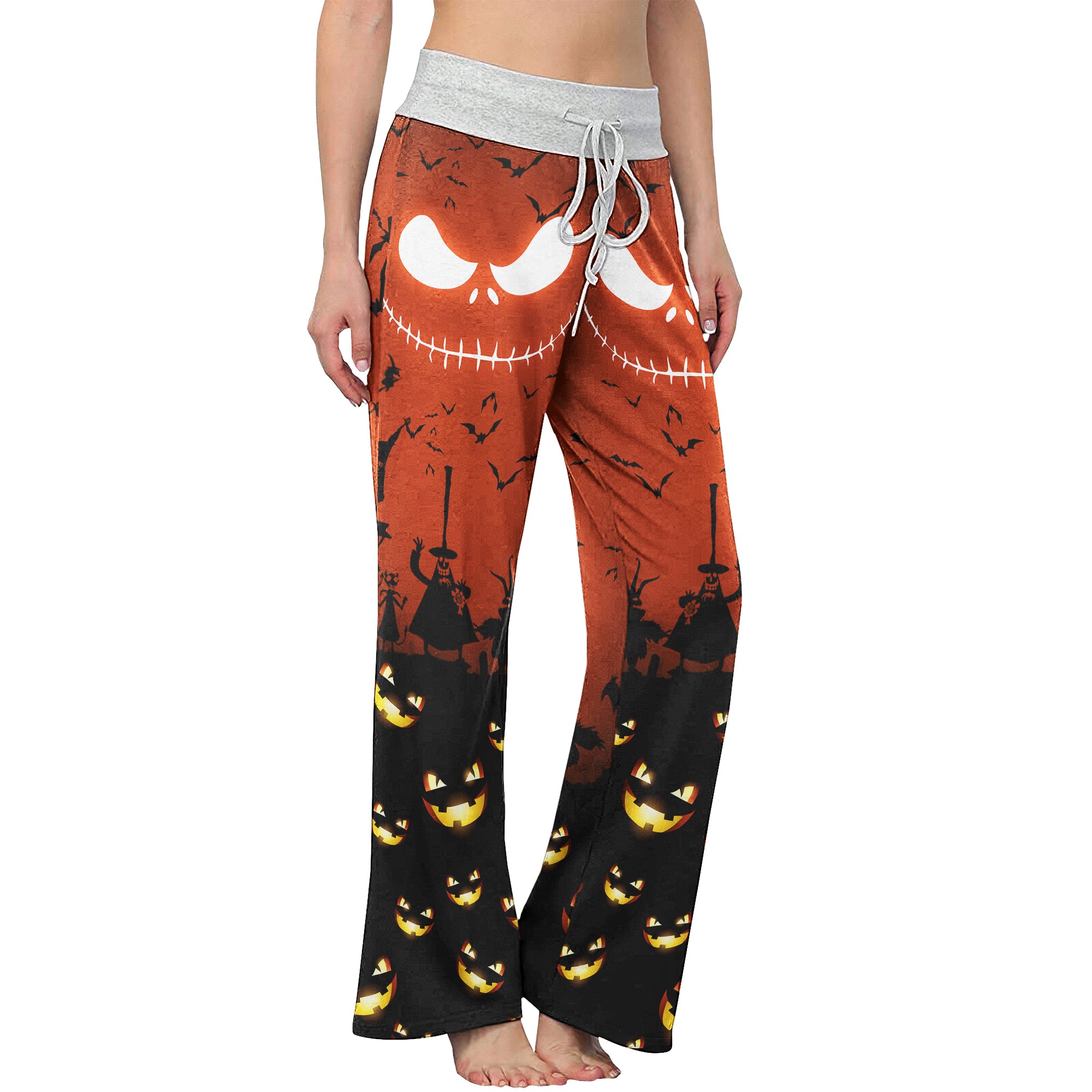 Emo Nightmare Halloween Theme Women's High-waisted Wide Leg Pants | Wonder Skull