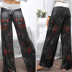 Inferno Skull Tee Women's High-waisted Wide Leg Pants