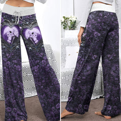 Purple Couple Moon Women's High-waisted Wide Leg Pants