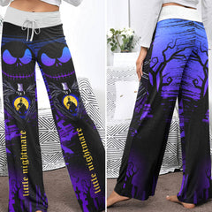 Purple Night Moon Women's High-waisted Wide Leg Pants