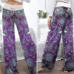 Purple Mist Skull Realm Women's High-waisted Wide Leg Pants