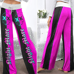 Purple Skull Night Women's High-waisted Wide Leg Pants