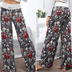 Skull Royal Pattern Women's High-waisted Wide Leg Pants