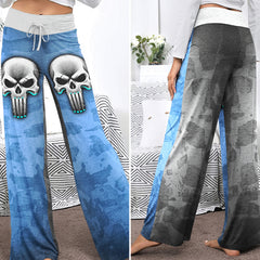 Cyber Skull Grunge Art Women's High-waisted Wide Leg Pants