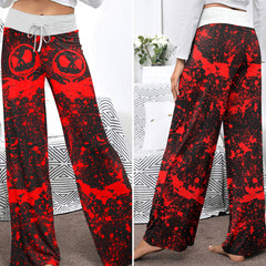 Red Brush Art Women's High-waisted Wide Leg Pants