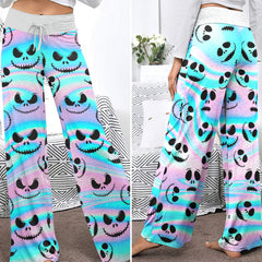 Holographic Pattern Women's High-waisted Wide Leg Pants