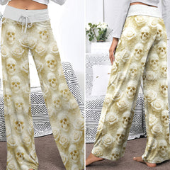 Skull Rose Garden Grace Women's High-waisted Wide Leg Pants